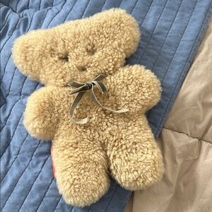 Adorable 100% Australian sheepskin teddy bear pillow in Honey